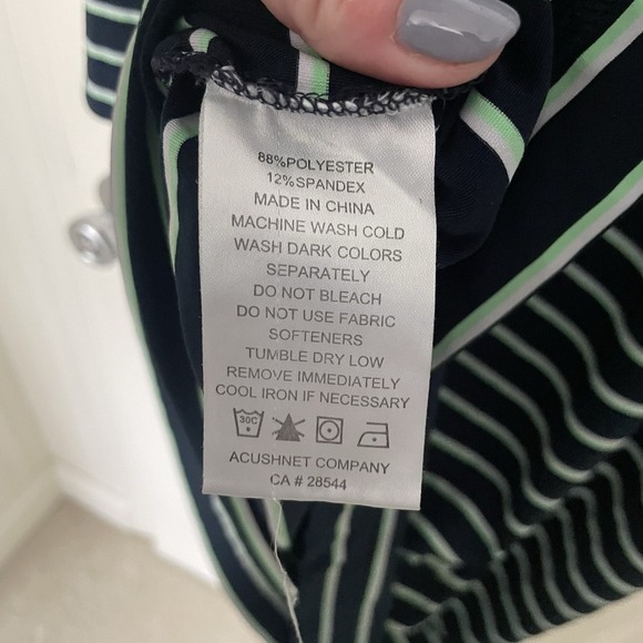 FootJoy FJ Mens Size XL Golf Polo Shirt Blue White Green Striped Raspberry Falls - Picture 6 of 7